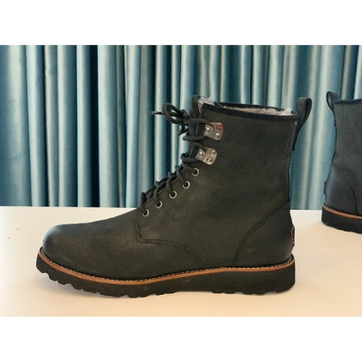 Pre-owned Ugg Leather Boots In Black