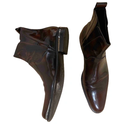 Pre-owned Dolce & Gabbana Brown Patent Leather Boots