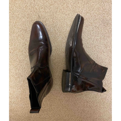 Pre-owned Dolce & Gabbana Brown Patent Leather Boots