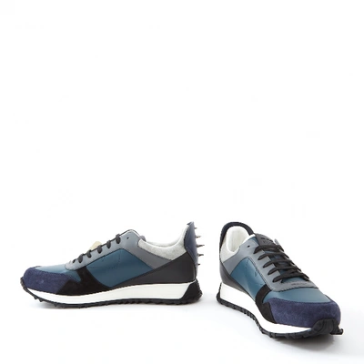 Pre-owned Fendi Leather Low Trainers In Blue