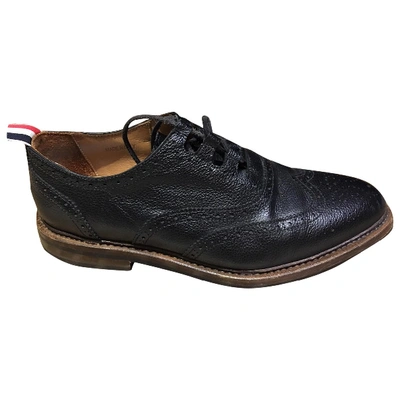 Pre-owned Thom Browne Leather Lace Ups In Black