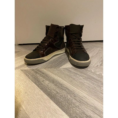 Pre-owned Lanvin Leather High Trainers In Brown