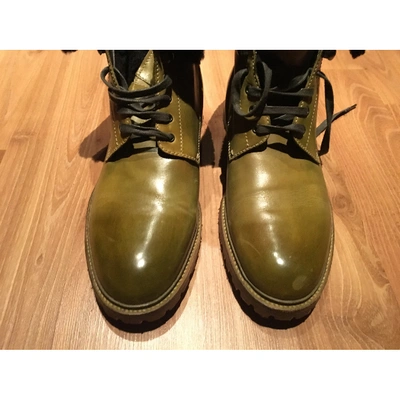 Pre-owned Corneliani Leather Boots In Green