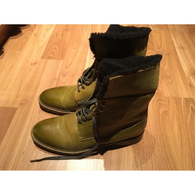 Pre-owned Corneliani Leather Boots In Green