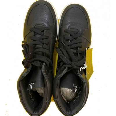 Pre-owned Mastermind Japan Leather High Trainers In Black