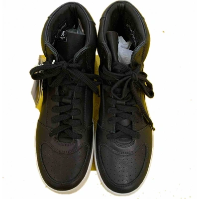 Pre-owned Mastermind Japan Leather High Trainers In Black
