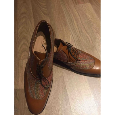 Pre-owned Etro Camel Leather Lace Ups