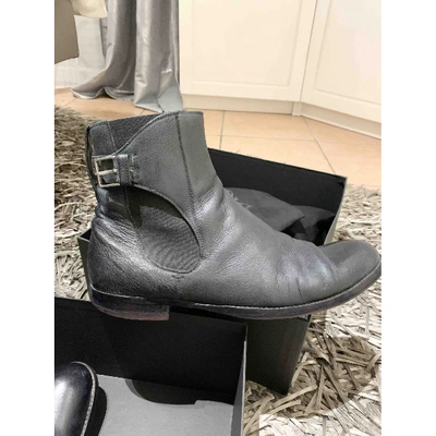 Pre-owned Dior Leather Boots In Navy