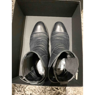 Pre-owned Dior Leather Boots In Navy