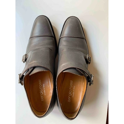 Pre-owned Sergio Rossi Leather Flats In Grey