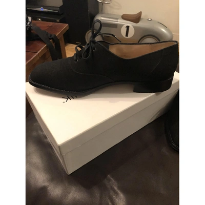 Pre-owned Manolo Blahnik Cloth Lace Ups In Black