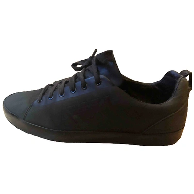 Pre-owned Armani Jeans Leather Trainers In Black