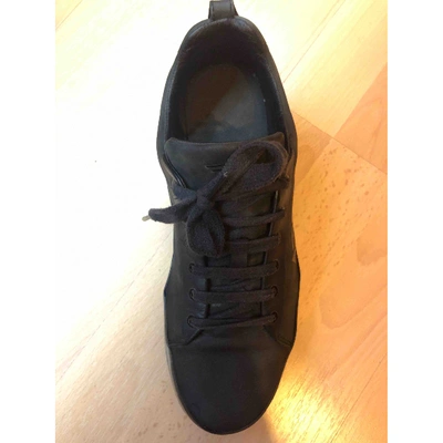 Pre-owned Armani Jeans Leather Trainers In Black