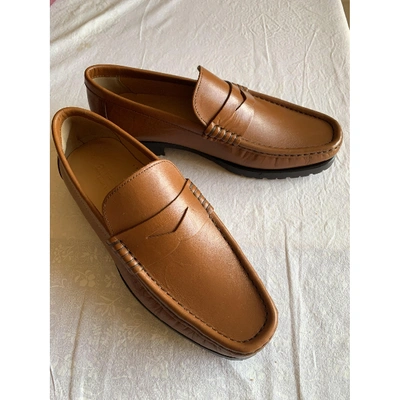 Pre-owned A. Testoni' Leather Flats In Camel