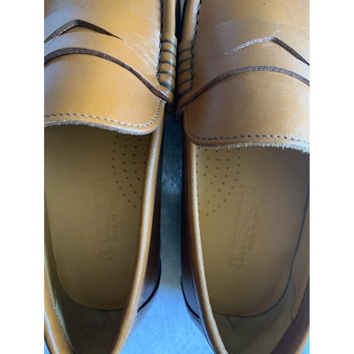 Pre-owned A. Testoni' Leather Flats In Camel