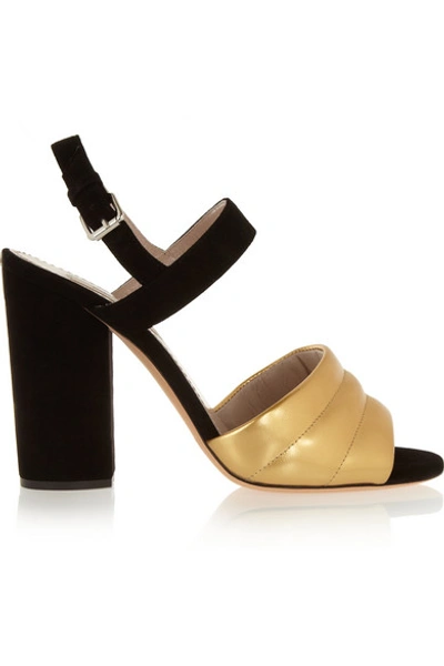 Marc Jacobs Metallic Leather And Suede Sandals In Gold