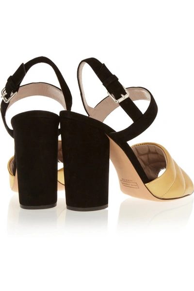 Shop Marc Jacobs Metallic Leather And Suede Sandals In Black