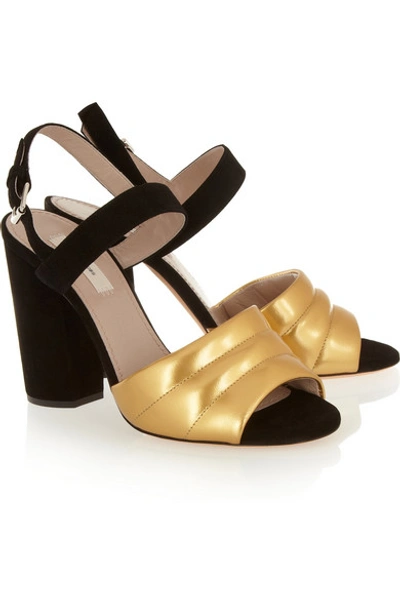 Shop Marc Jacobs Metallic Leather And Suede Sandals In Black