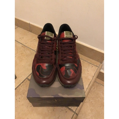Pre-owned Valentino Garavani Rockrunner Red Leather Trainers