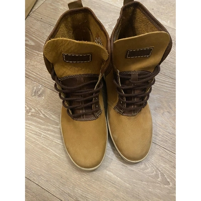 Pre-owned Timberland Leather Boots In Beige