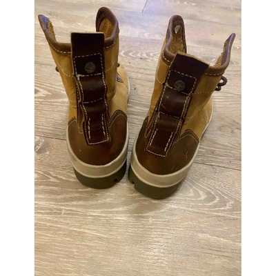 Pre-owned Timberland Leather Boots In Beige