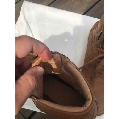 Pre-owned Kenzo Leather High Trainers In Camel