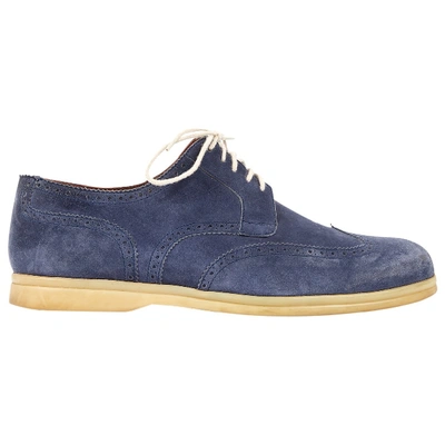 Pre-owned Loro Piana Blue Suede Lace Ups