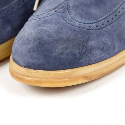 Pre-owned Loro Piana Blue Suede Lace Ups