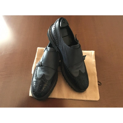 Pre-owned Neil Barrett Leather Flats In Navy