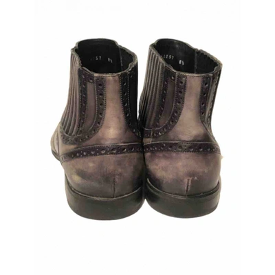 Pre-owned Dolce & Gabbana Leather Boots In Anthracite