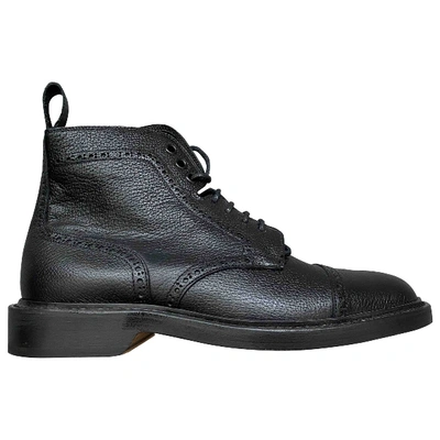 Pre-owned Saint Laurent Army Leather Boots In Black
