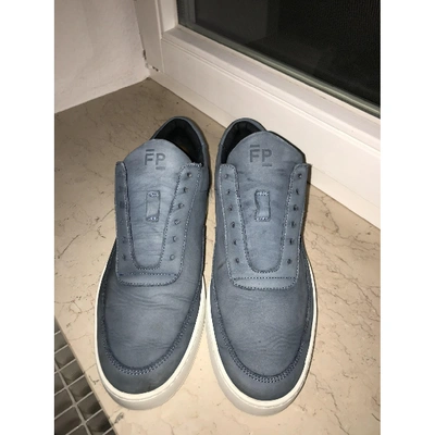 Pre-owned Filling Pieces Leather Low Trainers In Blue