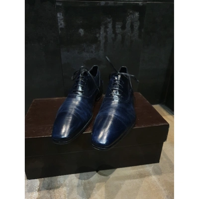Pre-owned Doucal's Navy Leather Lace Ups