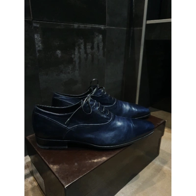 Pre-owned Doucal's Navy Leather Lace Ups