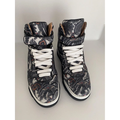 Pre-owned Givenchy Tyson Leather High Trainers In Grey