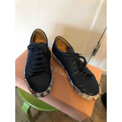 Pre-owned Acne Studios Navy Leather Trainers