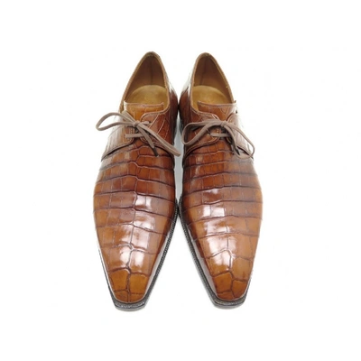 Pre-owned Corthay Brown Crocodile Lace Ups