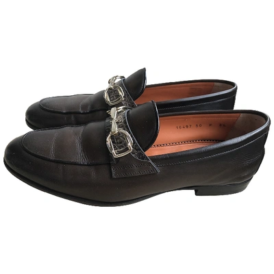 Pre-owned Santoni Brown Leather Flats