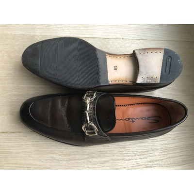 Pre-owned Santoni Brown Leather Flats