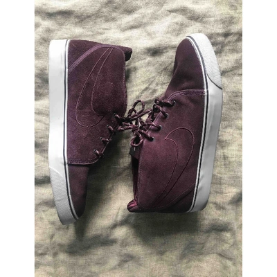 Pre-owned Nike High Trainers In Burgundy