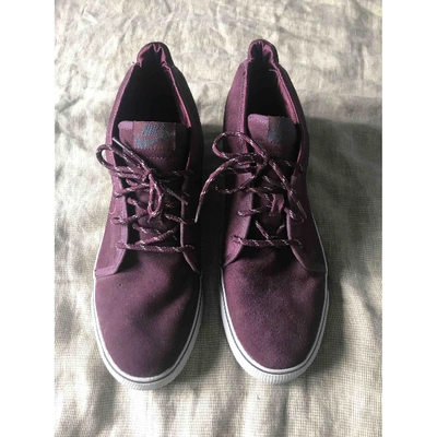 Pre-owned Nike High Trainers In Burgundy