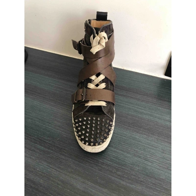 Pre-owned Christian Louboutin Brown Leather Trainers