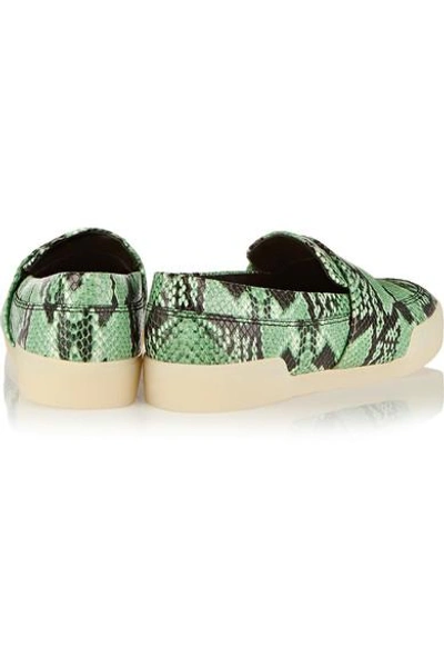 Shop 3.1 Phillip Lim / フィリップ リム Morgan Snake-effect Leather Slip-on Sneakers In Green