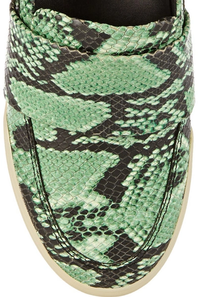 Shop 3.1 Phillip Lim / フィリップ リム Morgan Snake-effect Leather Slip-on Sneakers In Green