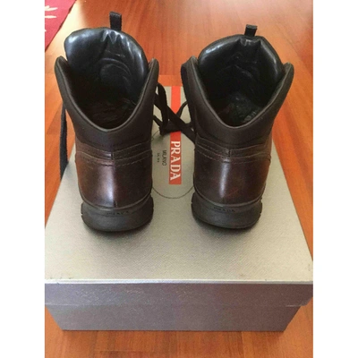 Pre-owned Prada Leather Lace Ups In Brown