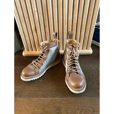 Pre-owned Dior Leather Boots In Beige