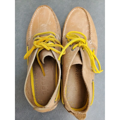 Pre-owned Sperry Leather Flats In Camel