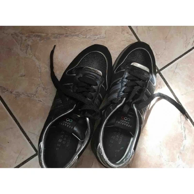 Pre-owned Serafini Leather Low Trainers In Black