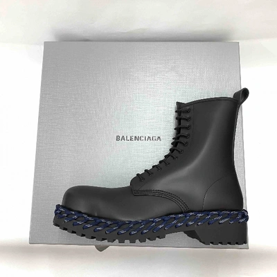 Pre-owned Balenciaga Strike Black Leather Boots