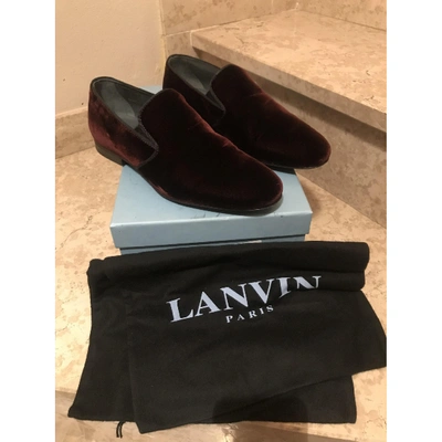 Pre-owned Lanvin Velvet Flats In Burgundy